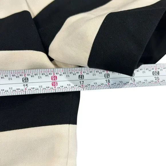 Moschino Main Line Black Cream Striped Dress Virgin Wool Short Sleeve Size 8